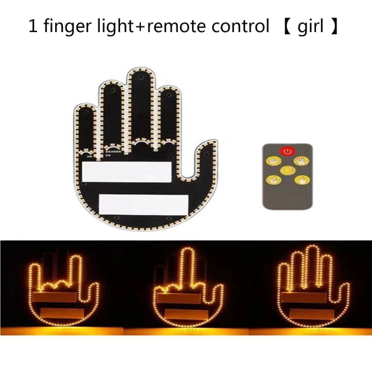 Tcfunny Car Finger Light with Remote, Road Rage Signs Middle Finger Gesture Light，Auto Amber Middle Finger Warning Brake Light ﻿