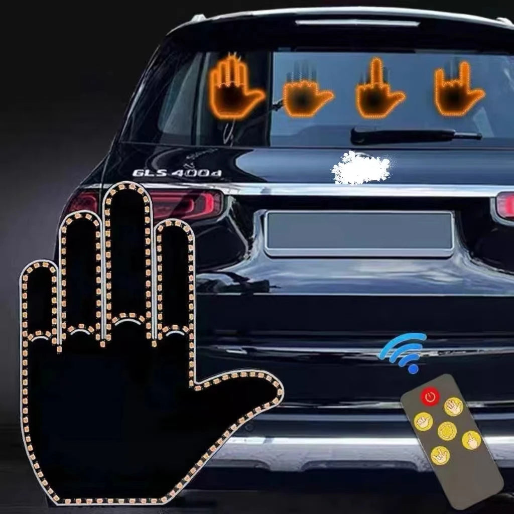 Tcfunny Car Finger Light with Remote, Road Rage Signs Middle Finger Gesture Light，Auto Amber Middle Finger Warning Brake Light ﻿
